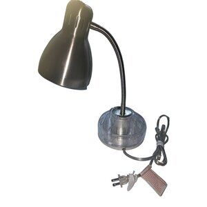 Adjustable Gooseneck Desk Lamp With 110 Outlet with Organizer Transparent Base